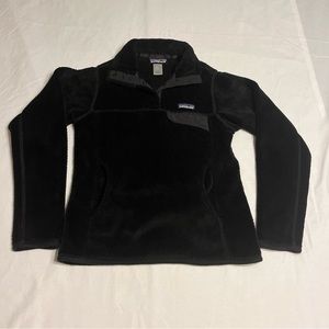 Patagonia Re-Tool Sweater Womens XS Black Snap T Fuzzy Fleece Pullover Jacket